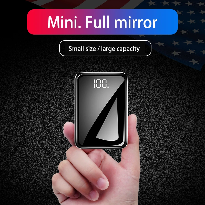 Mini Power Bank 20000mah Ultra Tynde Spejl Skærm 2.1 En Hurtig Opladning af Bærbare Oplader Powerbank til iphone X 8 Plus xiaomi mi 9