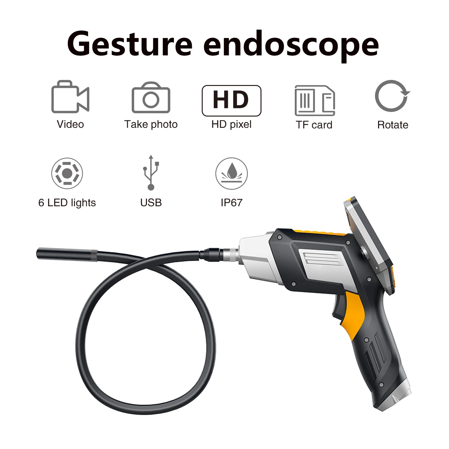 Digital Industrielle Endoskop 4,3 Tommer LCD-Endoskop Videoscope med CMOS-Sensor, Semi-Stive Inspektion Kamera Håndholdt Endoskop