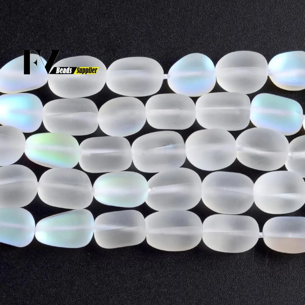 Naturlige Hvidt Uregelmæssige Mat Flash Månesten Perler Til Smykker at Gøre Diy 9*13mm Glitter Løs Spacer Perler Armbånd Charms