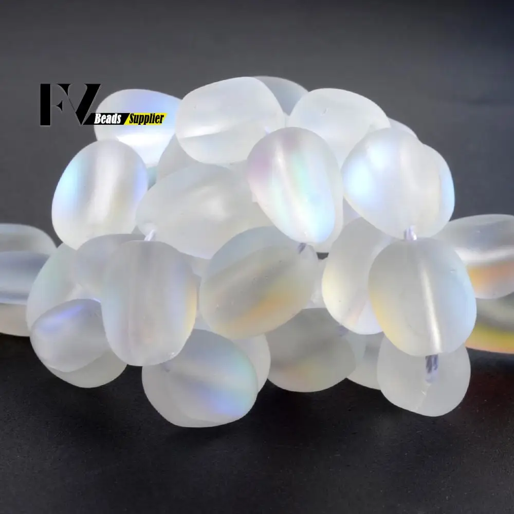 Naturlige Hvidt Uregelmæssige Mat Flash Månesten Perler Til Smykker at Gøre Diy 9*13mm Glitter Løs Spacer Perler Armbånd Charms