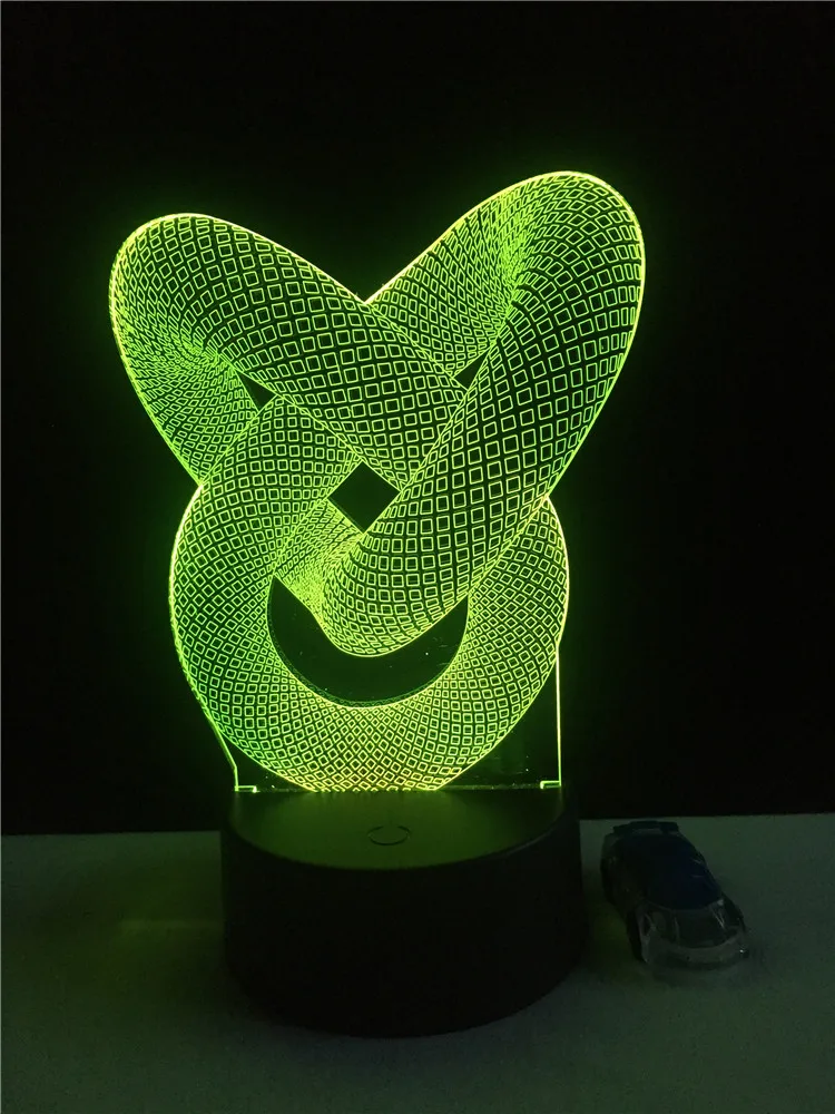 Home Decor Art 3D-Lampe Flerfarvet Nat Belysning Doule Ring Model Soveværelse LED USB Tabel Illusion Lys Kunstnerisk Gave Knæk Lava