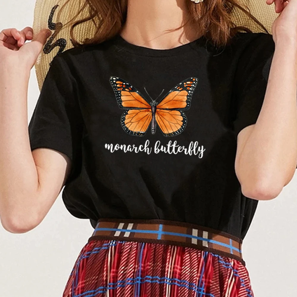Monarch butterfly Print Kvinde t-shirts Harajuku Kort Ærme Løs Graphic Tee Shirt Femme O-Hals Top Tøj Mujer Camisetas
