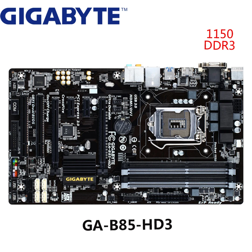 Anvendes GIGABYTE Oprindelige DDR3 GA-B85-HD3 Bundkort 1150 God Stand, Fuldt testet