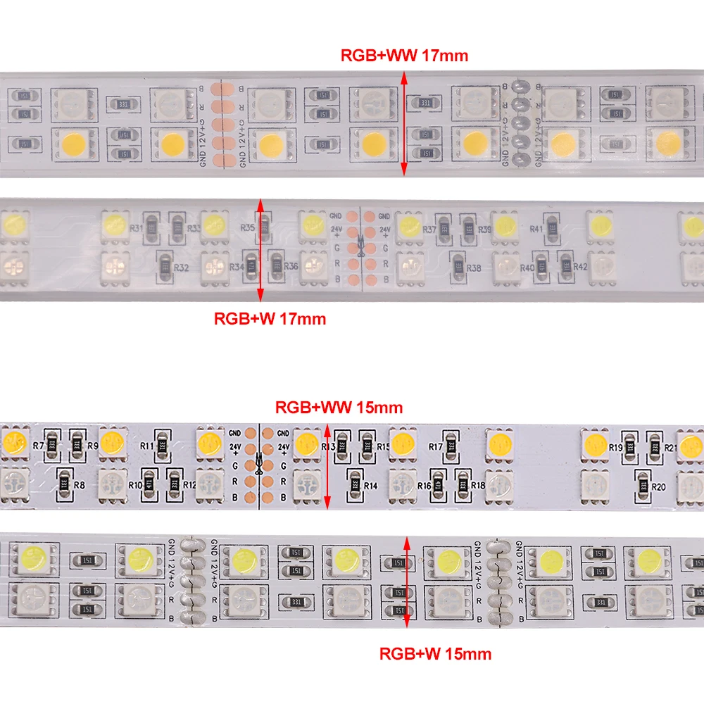 120LED/M 5050 Led Strip Light 12V/24V RGBW RGBWW Dobbelt Række RGB/Hvid/Varm Hvid Led Bånd IP67 Vandtæt Rør, boligindretning