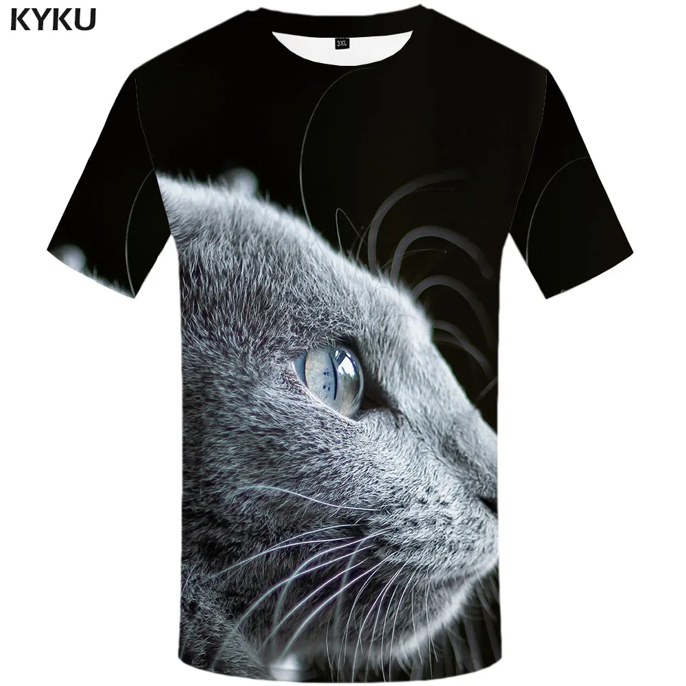 KYKU Cat T-shirt Mænd Dyr, Sjove T-shirts Dejlige T-shirts 3d-Tegnefilm Tshirt Trykt Sjove t-shirts Casual Herre T-shirts Tøj