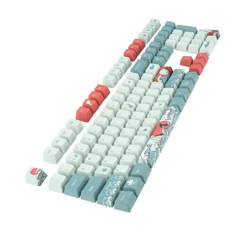 5 Sider Dye-Sublimation 108 Nøgler OEM PBT-Tasterne Komplet Sæt Mekaniske Tastatur Tasterne Ukiyo-e Havets Bølger Tasterne