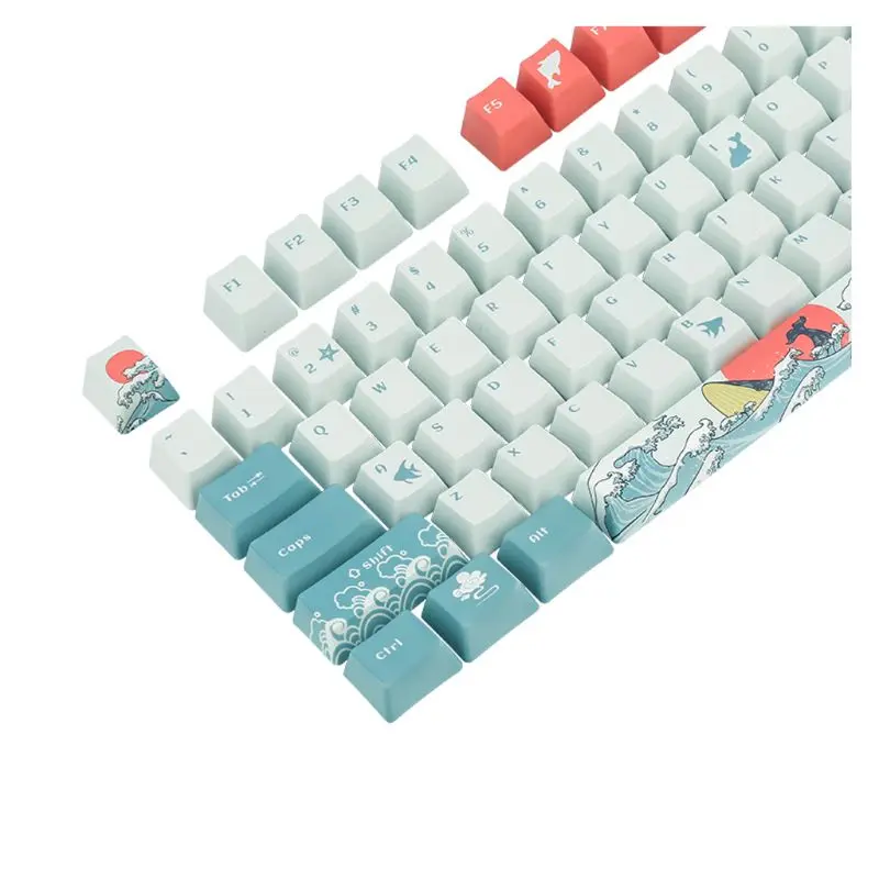 5 Sider Dye-Sublimation 108 Nøgler OEM PBT-Tasterne Komplet Sæt Mekaniske Tastatur Tasterne Ukiyo-e Havets Bølger Tasterne