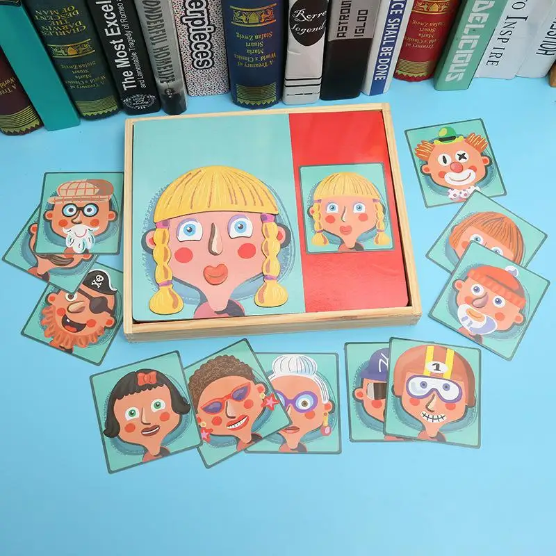 Montessori Magnetisk Sjov Puslespil til Børn Træ-Puzzle Box Spil Tegnefilm Pædagogiske Maleri Legetøj til Børn Gaver