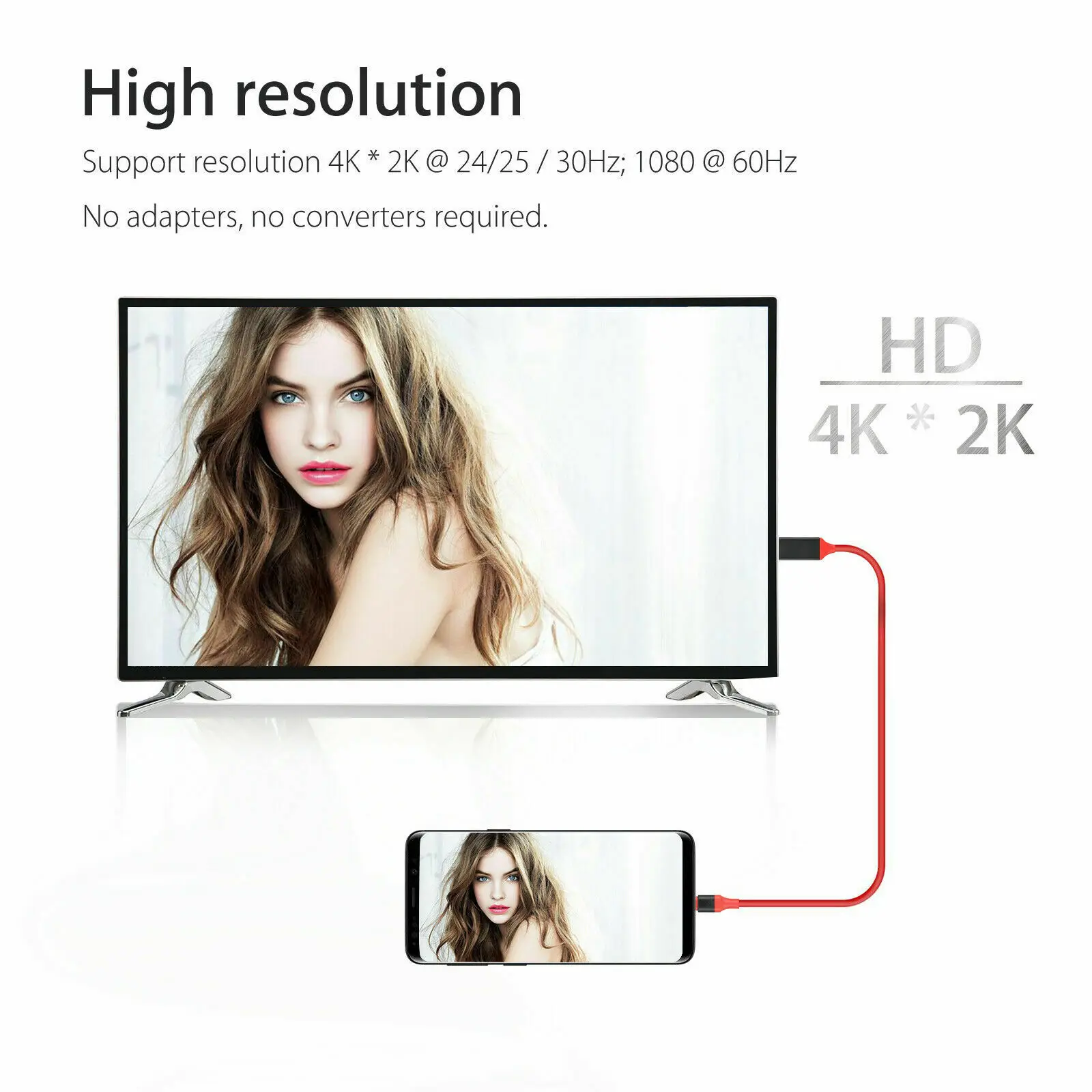 KuWFi HUB Type-C USB-C til HDMI 4K HDTV TV, Kabel-Adapter Til Samsung Galaxy S10 Note 9 Mac