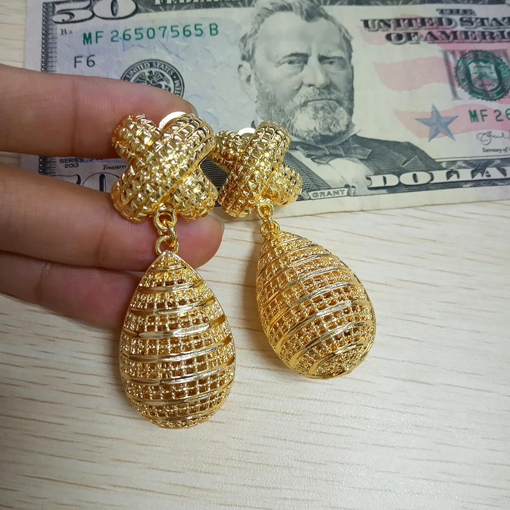 Dingle, drop Guld øreringe Afrikansk dame smykker tilbehør til bryllup part gave