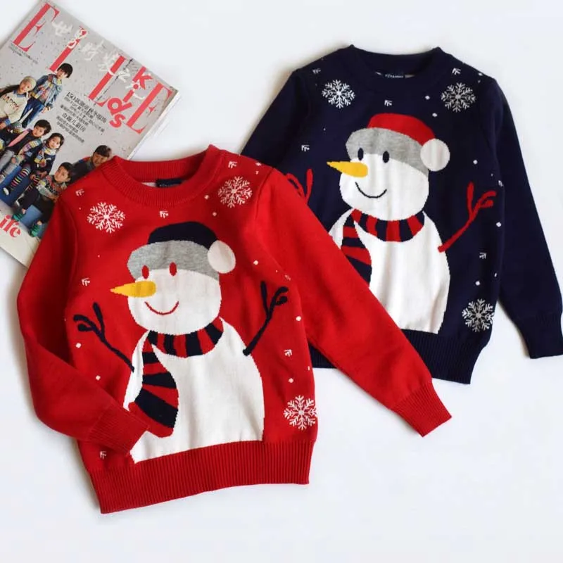 Jule Tøj, Strik Efterår og Vinter koreanske Christmas Red Snemand Pullover Sweater Baby Drenge Piger Sweater børnetøj