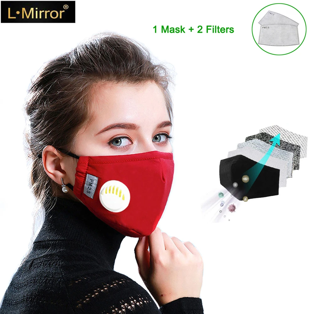 L. Spejl Unisex Åndedrætsværn Maske Med Vejrtrækning Ventil Vaskbar Bomuld aktivkulfilter PM2.5 Munden Masker og Barn Masker