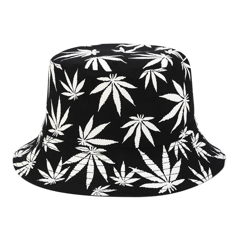1PC Unisex Maple Leaf Print Fisker Hatte Casual Panama Bucket Hat Par Bomuld Hip Hop Mode Cap Solen Flad Top Caps Gaver