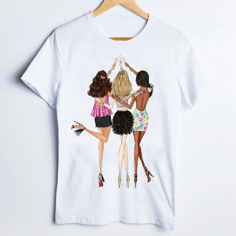 - Shirts til Kvinder Print Tegnefilm Venner Glade for Søde Mode 90'erne Damer Tøj Dame Toppe Tøj Kvindelige T-Shirt Dame T-Shirt