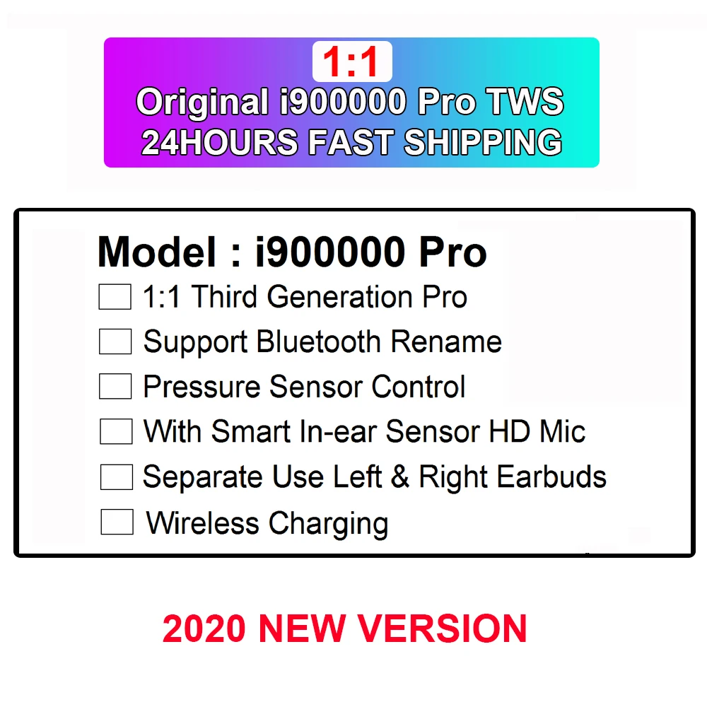 Original i900000 Pro Wireless Hovedtelefoner Tws 1:1 Luft 3 Tryk Sensor Bluetooth Høretelefoner, Earbuds H1 Chip Pk i9000 i90000 tws