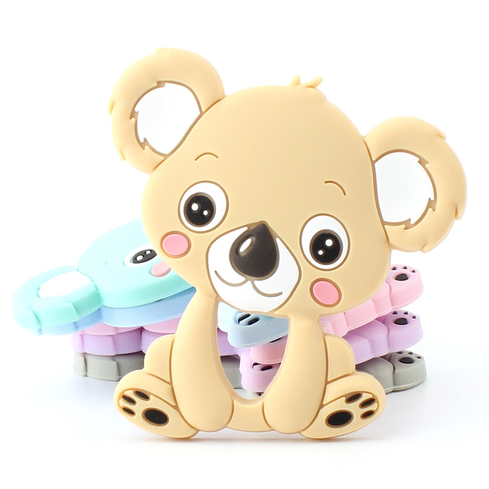 10stk 90mm BPA Fri Koala Baby-Bideringe fødevaregodkendt Silikone-Bideringe Baby Begyndervanskeligheder Legetøj DIY Sut Kæde Vedhæng i 6 Farver