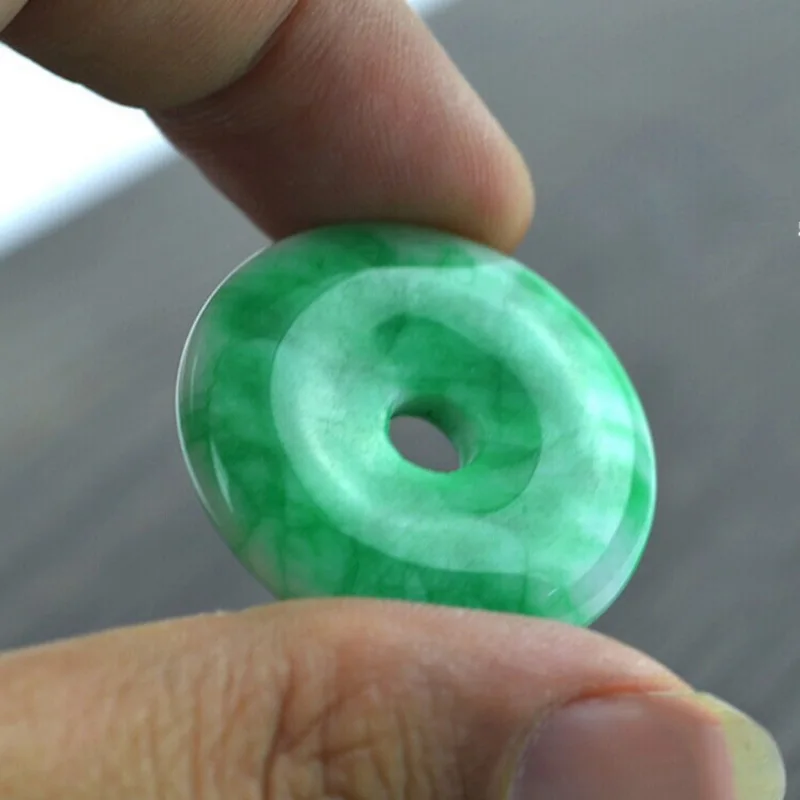 Charmerende, Naturlig Grøn Jade 30mm Donut Vedhæng Kinesere Rundt Spænde Amulet Heldig Jade Vedhæng halskæde + Gratis Reb Fine Smykker