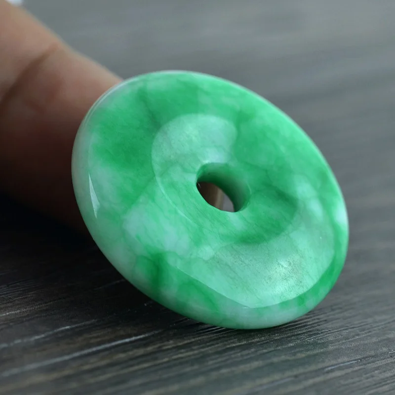 Charmerende, Naturlig Grøn Jade 30mm Donut Vedhæng Kinesere Rundt Spænde Amulet Heldig Jade Vedhæng halskæde + Gratis Reb Fine Smykker