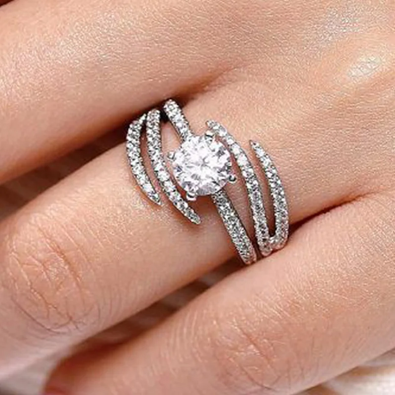 2021 nye luksus halo oprindelige 925 sterling sølv forlovelsesring bryllup til kvinder, dame jubilæum gave smykker R5420
