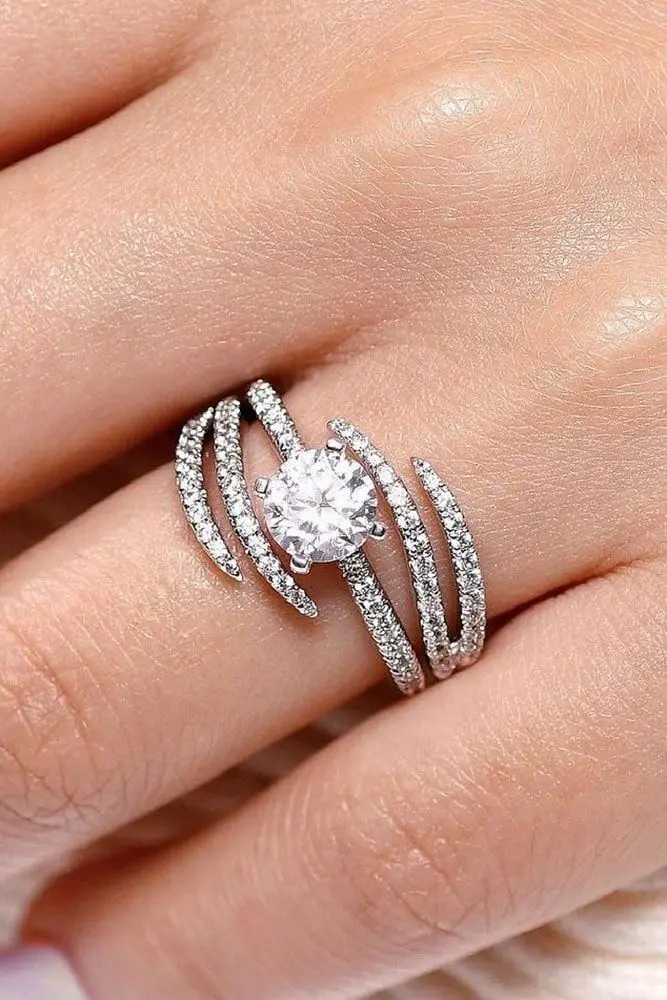 2021 nye luksus halo oprindelige 925 sterling sølv forlovelsesring bryllup til kvinder, dame jubilæum gave smykker R5420