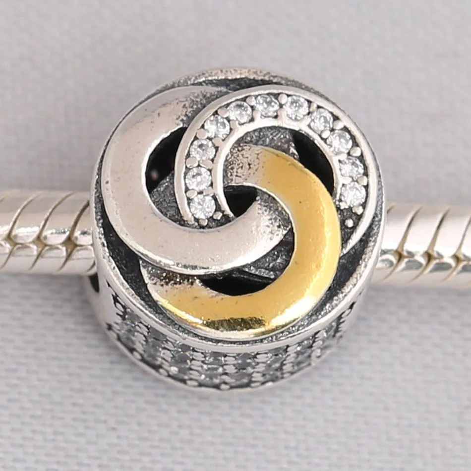 Autentisk S925 Perle DIY Smykker indbyrdes Forbundne Cirkler Charms passer Dame armbånd Armbånd Gave Klare CZ