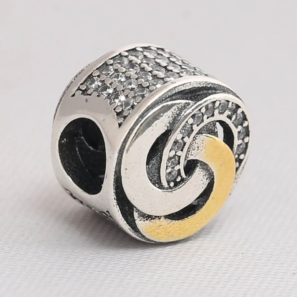Autentisk S925 Perle DIY Smykker indbyrdes Forbundne Cirkler Charms passer Dame armbånd Armbånd Gave Klare CZ