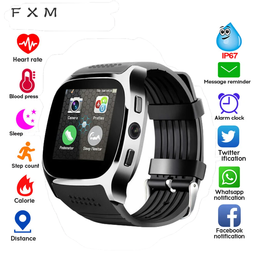 FXM Bluetooth Smart Ur Digital Ur Mænd Med Kamera Facebook Whatsapp Støtte SIM-TF Kort Opkald Smartwatch Til din Android-Telefon