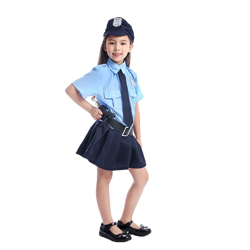 Søde Politibetjent Uniform Lille Cop For Piger Halloween Kostume Til Børn Karneval Ydeevne Vis Gave Til Barnet