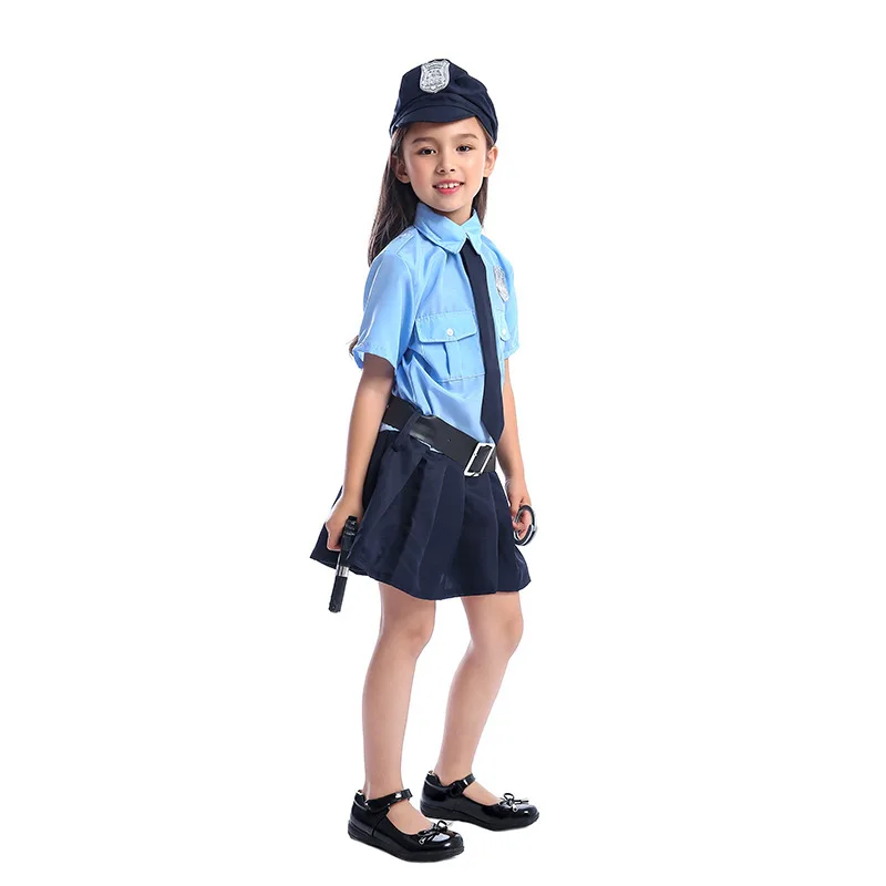 Søde Politibetjent Uniform Lille Cop For Piger Halloween Kostume Til Børn Karneval Ydeevne Vis Gave Til Barnet