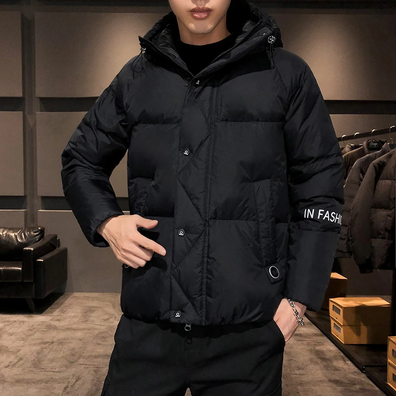 Mænd Vinter Frakke koreansk Stil Bomuld-polstret Jakke Ungdom Varm Solid Farve Outwear Slim Fit Mænds Casual Jakke Plus Størrelse