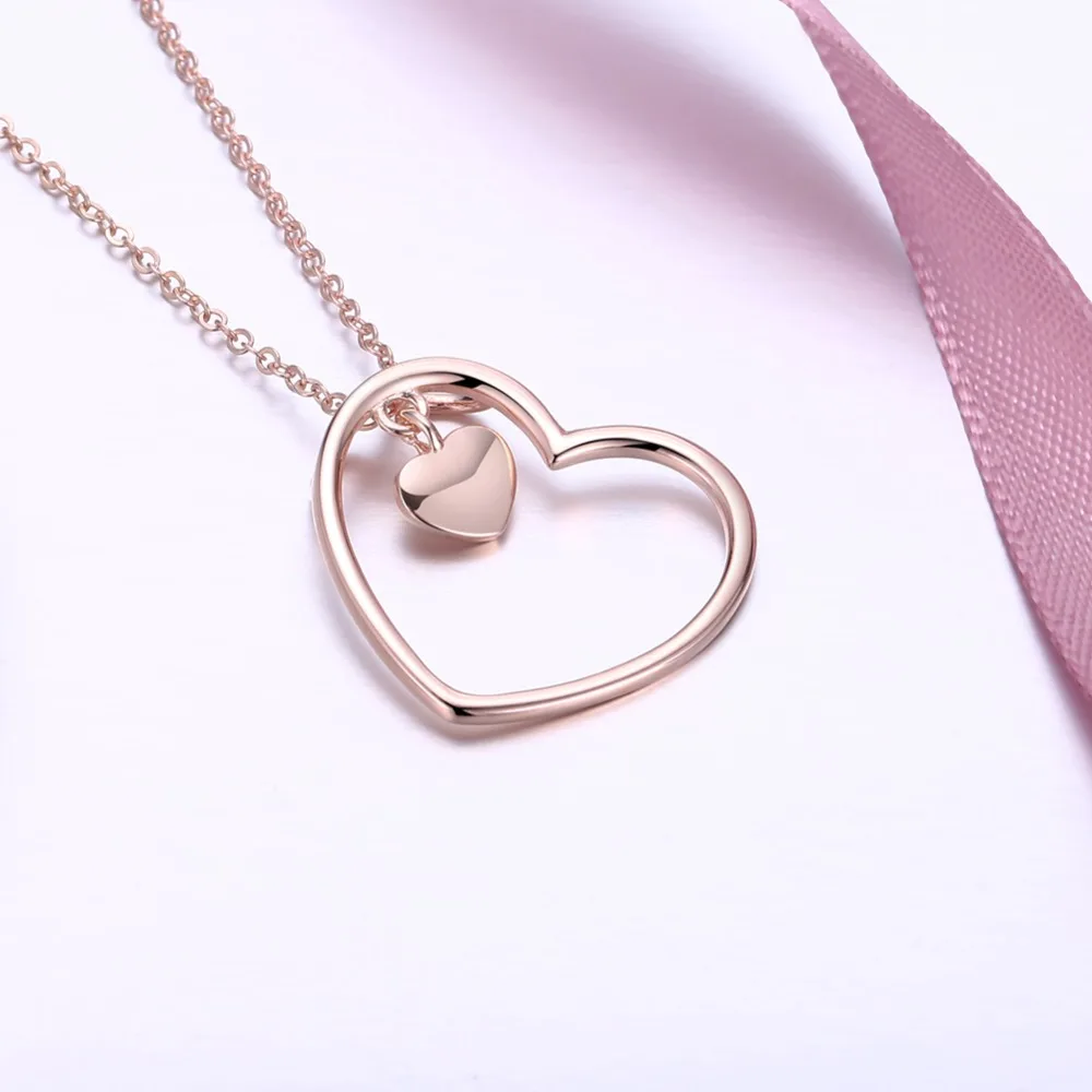 925 Sterling Sølv Fine Smykker Halskæder & Vedhæng Romantisk Guld Kæde hjerte Form Gave Til Kvinder (Lam Hub Fong)