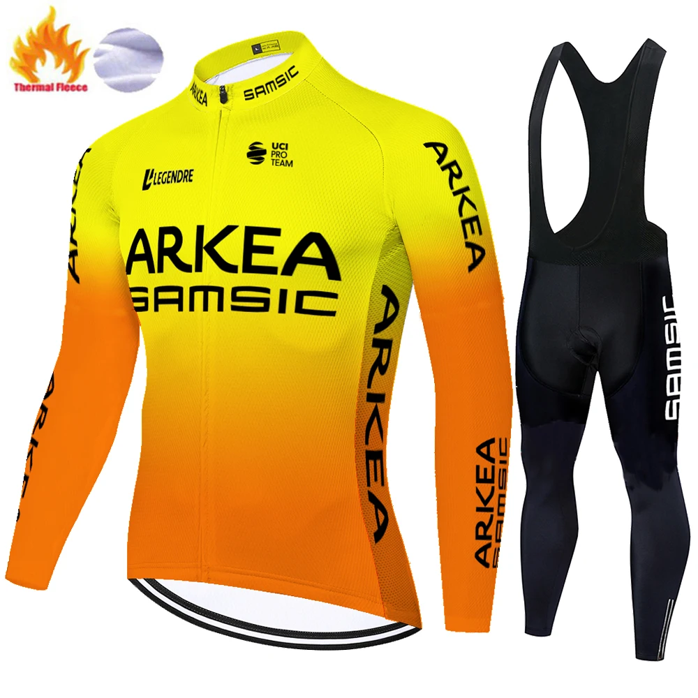 ARKEA SAMSIC cycling Team Vinter Termisk Fleece Cykling kit ciclismo Mænd langærmet Trøje, der Passer Udendørs Ridning MTB Cykel Bukser
