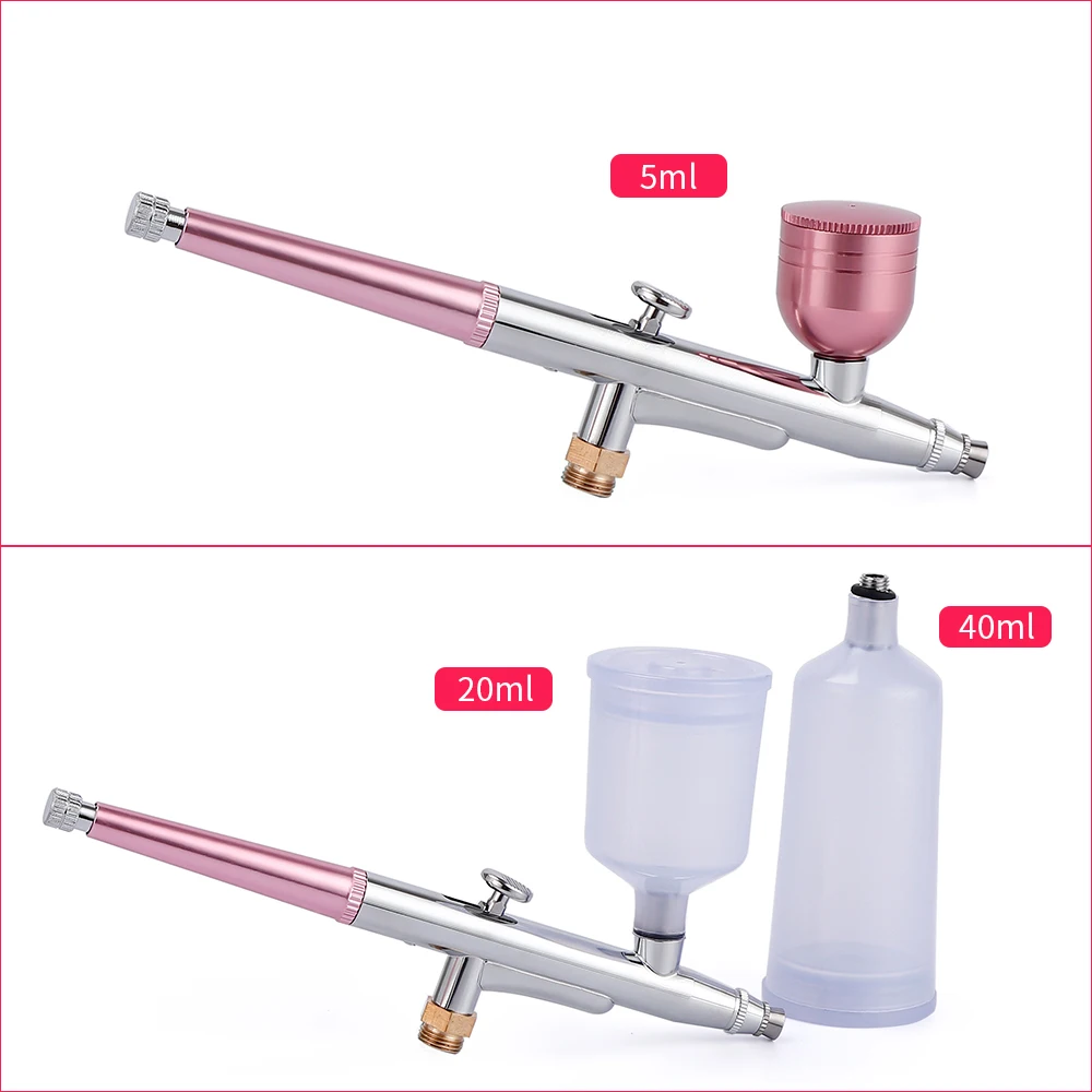 Top 0,3 mm Pink Mini Kompressor Kit Air-Brush Paint Airbrush sprøjtepistol Til Nail Art Tatoveringer Håndværk Kage Nano Tåge Tåge Sprøjte
