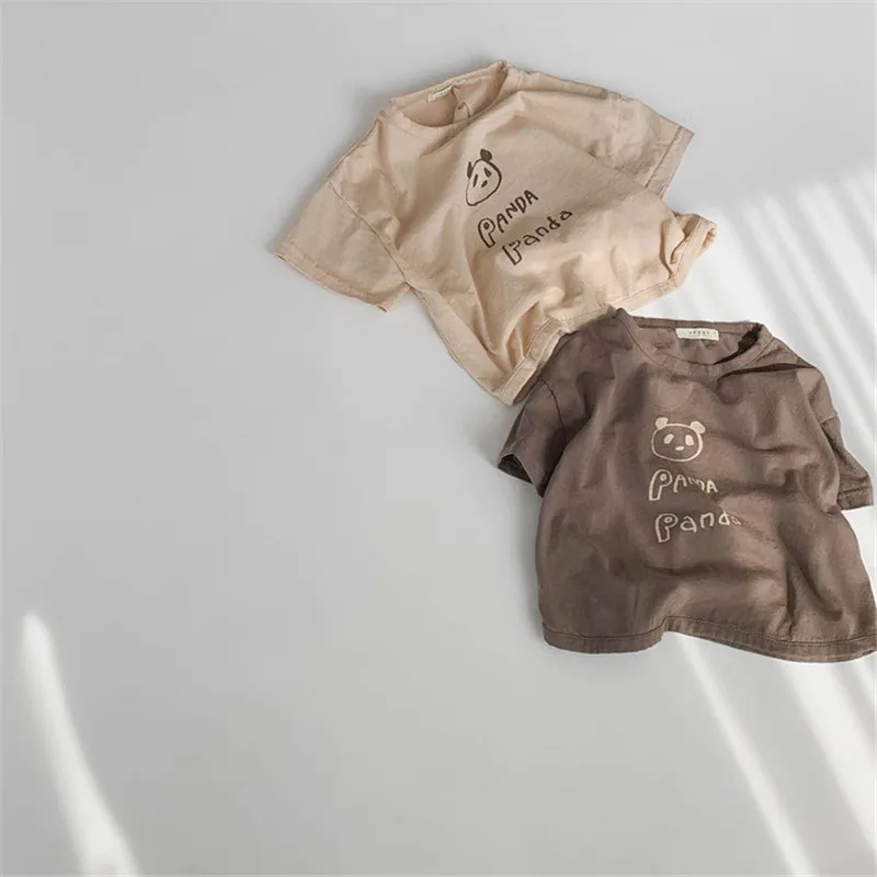 Sommeren Baby Boy Short Sleeve Tee Lille Barn Panda Bomuld Kortærmet Tegnefilm Børn T-Shirts Baby Piger Tøj Kids T-Shirts