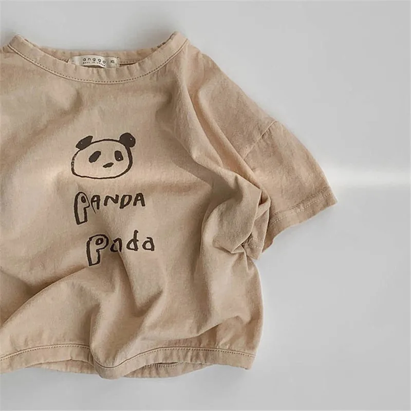 Sommeren Baby Boy Short Sleeve Tee Lille Barn Panda Bomuld Kortærmet Tegnefilm Børn T-Shirts Baby Piger Tøj Kids T-Shirts