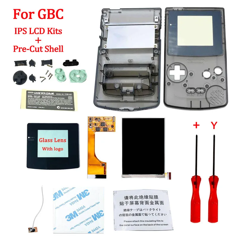 Fuld Skærm GBC IPS LCD-Skærm Med Pre cut Shell til Gameboy Color backlight ips LCD-skærm med udskåret boliger shell for GBC