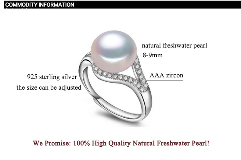 SHDIYAYUN Perle Ring Naturlige Ferskvands Perle Smykker 925 Sterling Sølv Ringe For Kvinder Top Kvalitet Klassisk Zircon Ringe