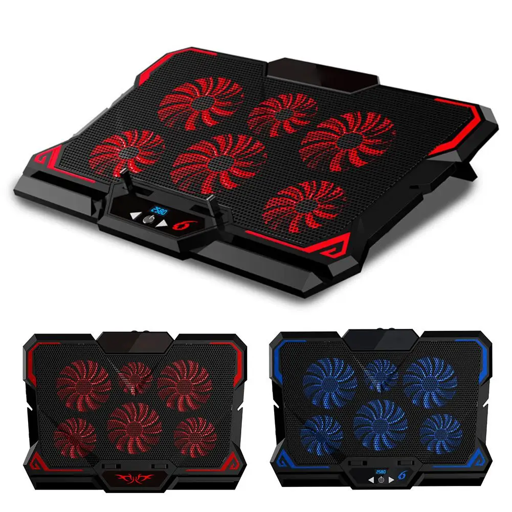 Gaming Laptop Cooler Seks Fan Notebook Cooling Pad Tavs LED Touch-Version Bærbare Justerbart Laptop Stand