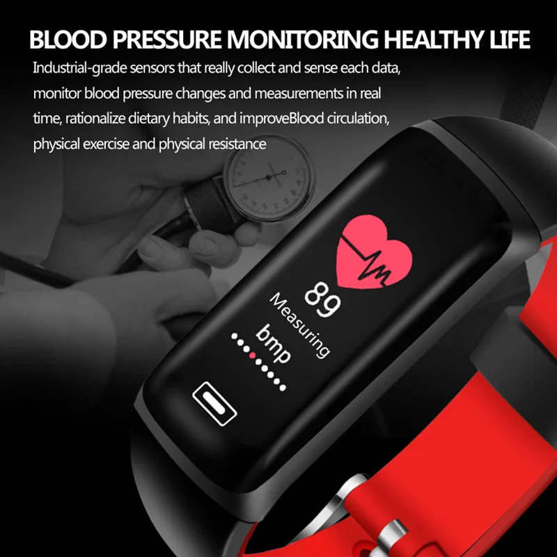 Smart Band Trænings-og Tracker Blodtryk pulsmåler Smartband Vandtæt IP67 Skridttæller Multi Sport-Mode, Mænd, Kvinder