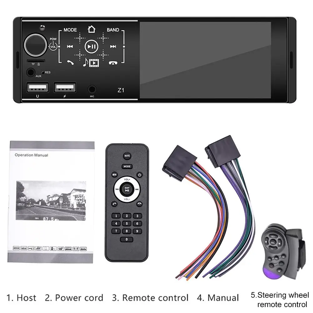 1Din Bil Radio Stereo MP5 Afspiller Multimedie-Afspiller Understøtter USB AUX FM BT, ratmonterede Fjernbetjening Med Omvendt Kamera