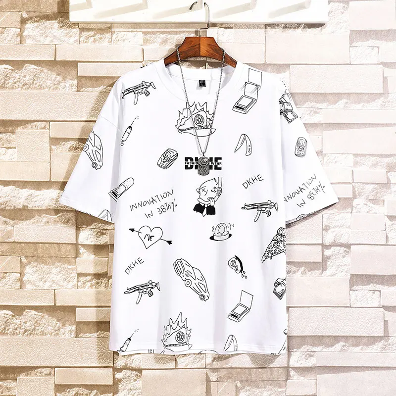SingleRoad Man T-shirt til Mænd 2021 Overdimensionerede Animationsfilm Fuld Print Bomuld Hip Hop Japansk Streetwear Harajuku Tshirt Mandlige T Shirt for Mænd