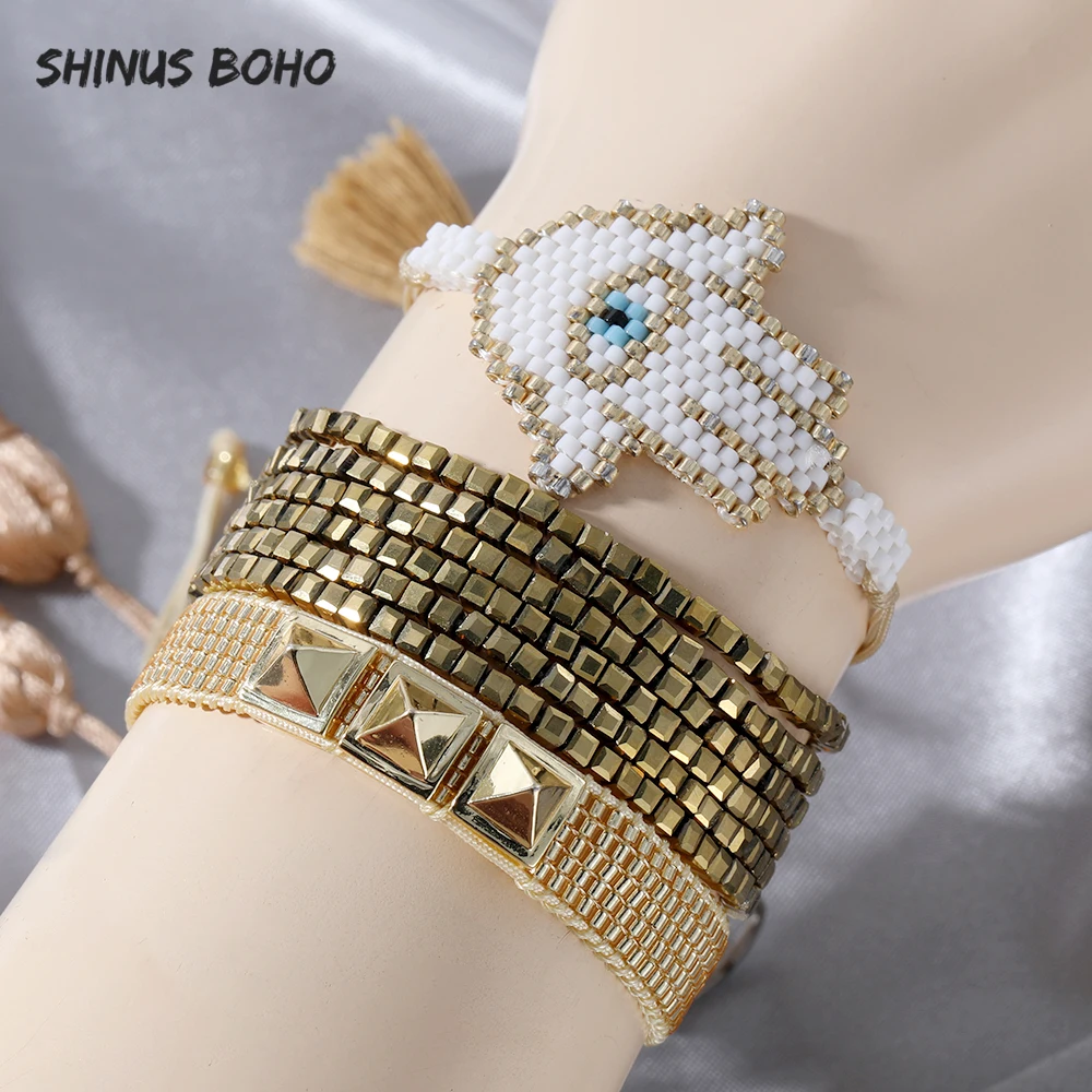 SHINUSBOHO 2020 Kvinders Mode Miyuki Armbånd tyrkisk Ghost Smykker Guld Perle Armbånd Bireklik Guld-Mænd