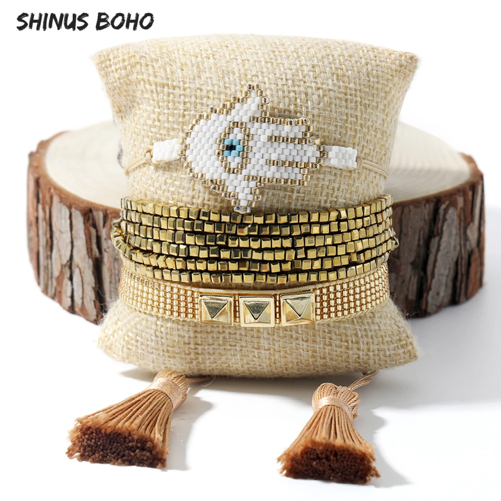 SHINUSBOHO 2020 Kvinders Mode Miyuki Armbånd tyrkisk Ghost Smykker Guld Perle Armbånd Bireklik Guld-Mænd