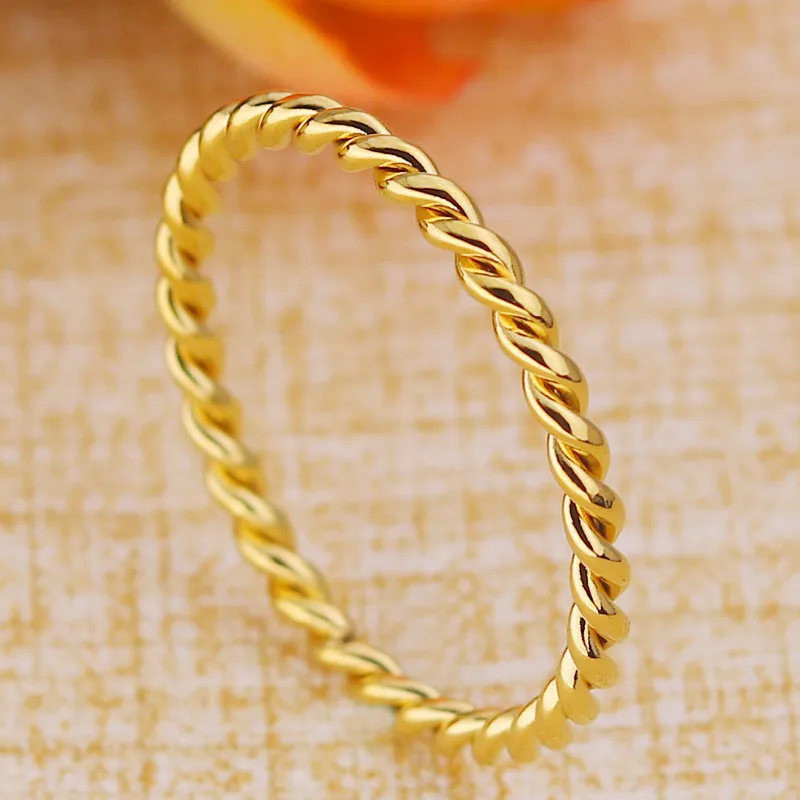 Kvindernes ring tilbehør bryllup rustfrit stål guld ring kvinder koreansk mode lille twist kæde ring personlighed hale smykker
