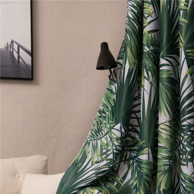 Tropisk Skov Palm Leaf Print Skygge Gardiner til Opholds-Spisestue, Soveværelse.