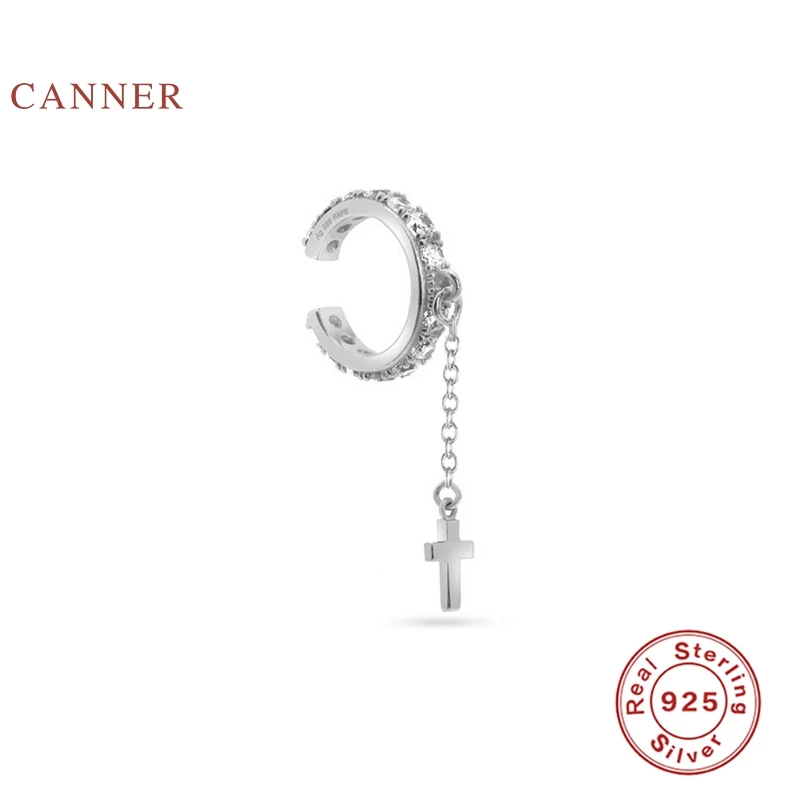 CANNER 925 Sterling Sølv Øreringe Til Kvinder Diamant Øre Klip på Tværs af Klip Øreringe Zircon koreanske Pendientes Sølv Guld Smykker