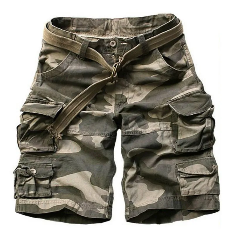 Militære Cargo Shorts Mænd Sommeren Multi-lommer Herre Shorts Casual Camouflage Korte Bukser til Mænd Bermuda Masculina Med Gratis Bælte