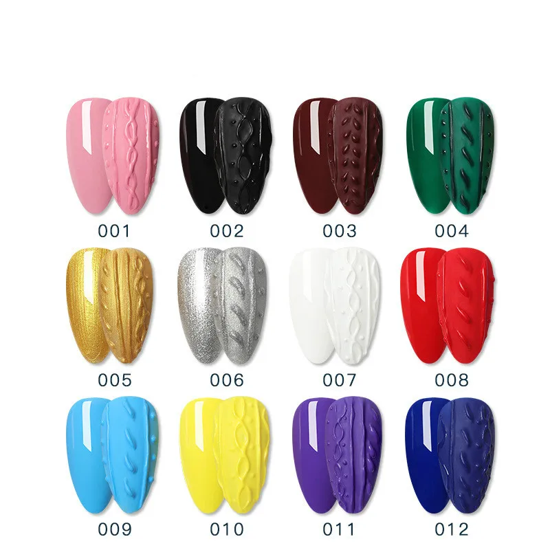 3D-Sweater Præget Gel Skulptur Pulver Tråd Skåret UV-LED Neglelak Særlige 12-farve Maleri Gel Til Negle Manicure DIY