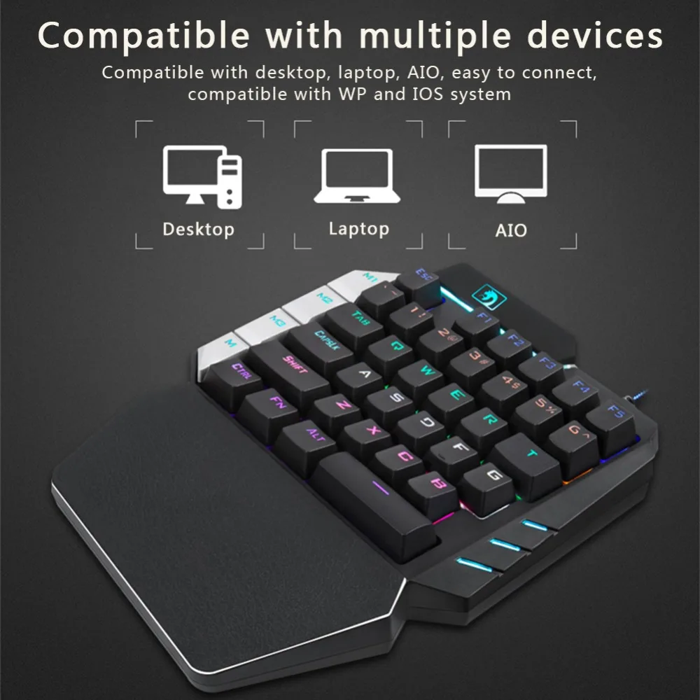 Teknologi Fede Gaming Tastatur Betjening med Én hånd Mobile Spil Eksterne Tilslutning, Mekanisk Tastatur til Gamer Spil