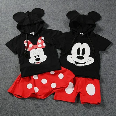 Mickey Baby Boy Tøj Sæt Minnie Piger Tøj Disney to Brødre og Søstre 2stk Passer til Skole Uniform Sport Tøj Sæt